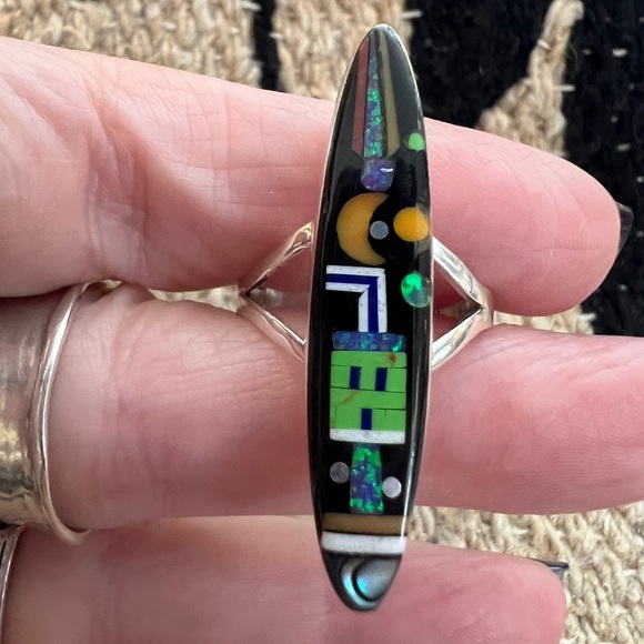 ❤️ Signed RD Galaxy Micro Inlaid 925 Native Celestial Scene Ring SZ 9.75 Unisex - Picture 8 of 16